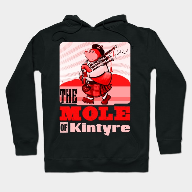 Scots Bagpipe Playing Mole Of Kintyre Pipe Band Hoodie by brodyquixote